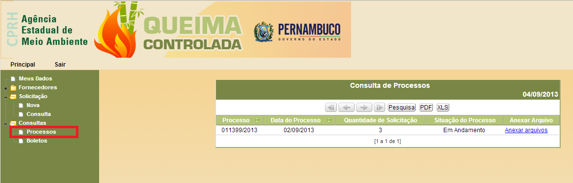 8. CONSULTANDO PROCESSOS A situação dos processos abertos pelo empreendedor pode ser consultada através do ícone Consultas>>Processos.