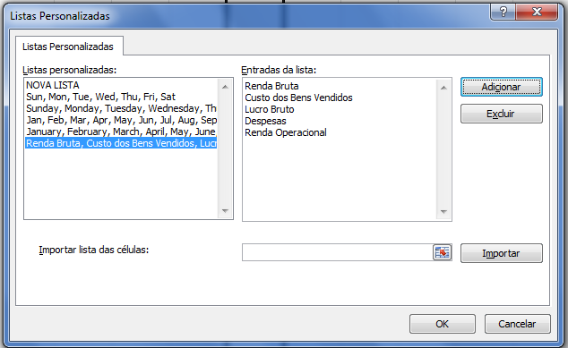 - Digitar a lista numa mesma célula ou no Word, separada por vírgula, selecionar e copiar.