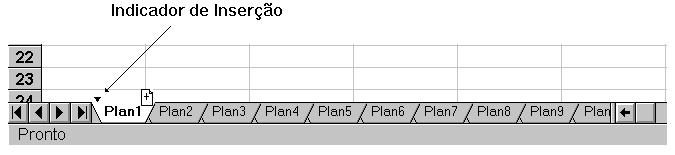 PASTAS DE TRABALHO Os nomes das planilhas aparecem nas guias na parte inferior da janela da planilha.