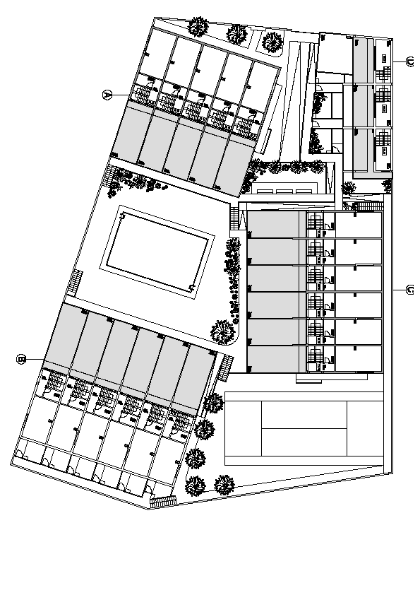 Plan Section - Level 2 (Access to the roof with a solarium terrace ) Building A, B and C (Typology T3+1): stairs, balcony, bathroom 4.00m 2, wardrobe below the roof 15.04m 2 and solarium terrace 39.
