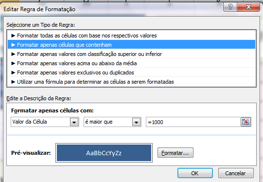 2.17 Formatação Condicional Formata um conjunto de valores de acordo com o que é pretendido, de forma automática.