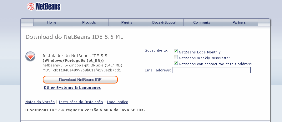 2.1.1.2Fazendo o Download do Software NetBeans Acesse o link: http://www.netbeans.info/downloads/index.php. Você encontrará uma página semelhante a dafigura 10.