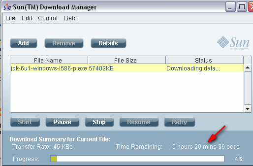 Figura 8 - Opções para o download Neste momento será apresentada uma janela (Figura 9) contendo as informações sobre o processo de download do software selecionado.