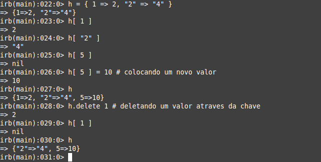 Hashs são dicionários em que cada