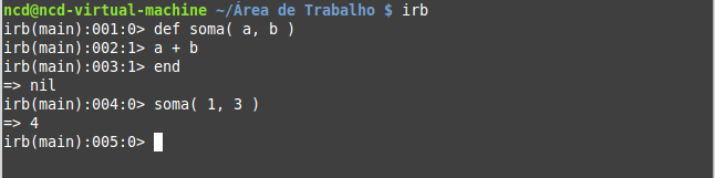 Ruby possui, assim como Python, um modo interativo onde