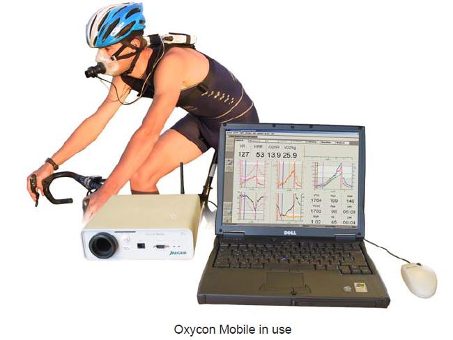 Oxycon Mobile O Oxycon Mobile é um analisador de gases portátil que faz medições de importantes parâmetros ergoespirométricos como a ventilação (VE), o consumo de oxigênio (VO 2 ), a produção de