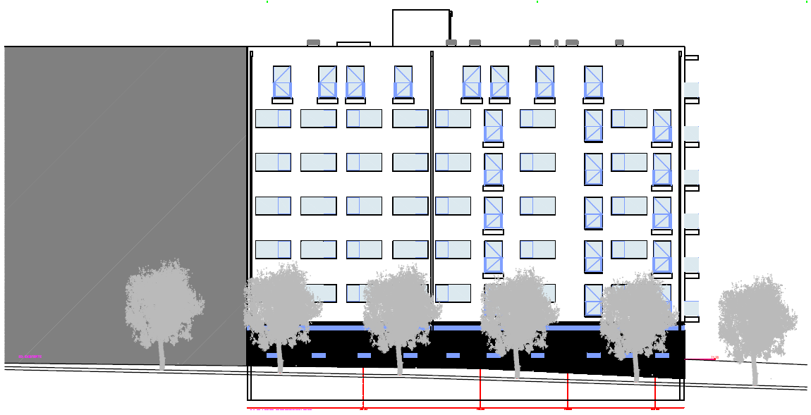 2. Descrição do edifício O objecto de estudo do presente trabalho é um edifício multifamiliar com seis pisos destinados a habitação e dois pisos
