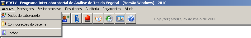 DIVISÕES DA INTERFACE DO SISTEMA Dados do Laboratório: Acesso ao formulário que contem as informações cadastrais do laboratório.