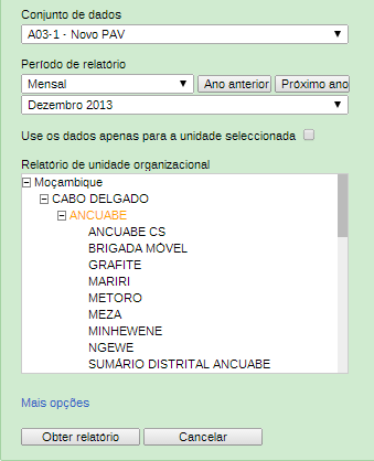 Pressione no Botão de Obter Relatório Aceda ao Menu Serviços, clicando de seguida no Submenu Relatórios Na Janela Relatórios seleccione a Funcionalidade de Relatórios de