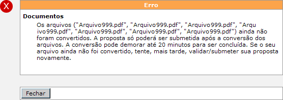 Clicando em, após a conversão, você poderá ver o arquivo que atualmente encontra-se no SAGe. Para excluir algum arquivo já anexado, utilize o link.