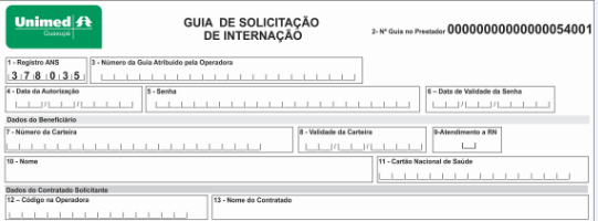 Guia de Solicitação de Internação Utilizada na autorização