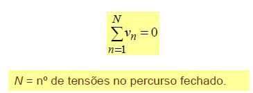 Leis de Kirchhoff - Tensões A soma algébrica das