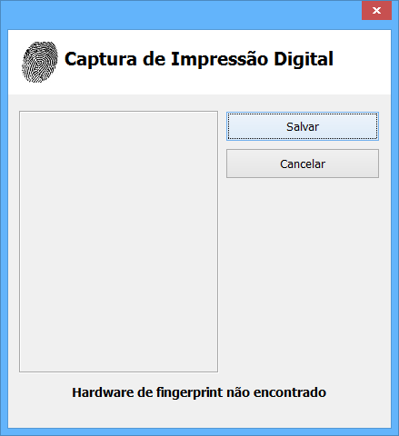 Cadastrando uma digital Em seguida, no campo Dispositivo de Captura selecione a forma de captura da digital, podendo ser