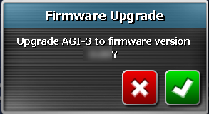 Receptor - Atualização de firmware Siga as instruções abaixo para atualizar o firmware do receptor AGI-3. 1. Selecione Atualização de firmware. 2.