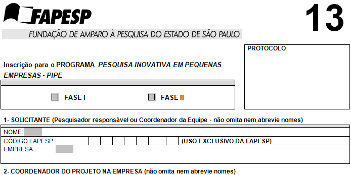 Preenchimento do formulário Assinaturas. Empresa (a constituir).