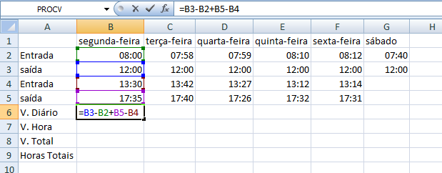 16 Em V.Diário, vamos calcular quantas horas foram trabalhadas durante cada dia.