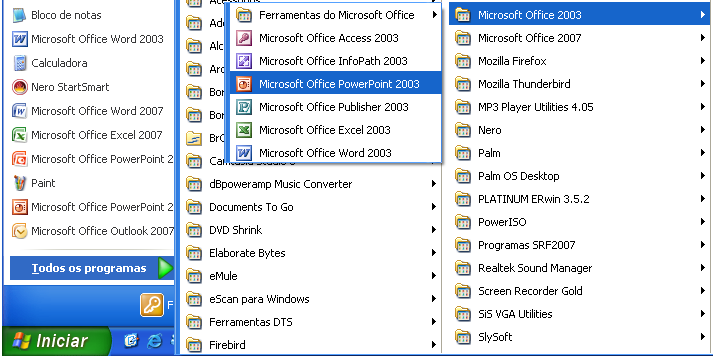 POWER POINT 2003 O Power Point é um aplicativo da suíte Microsoft Office, composta pelo Word, Excel, Access e Outlook.