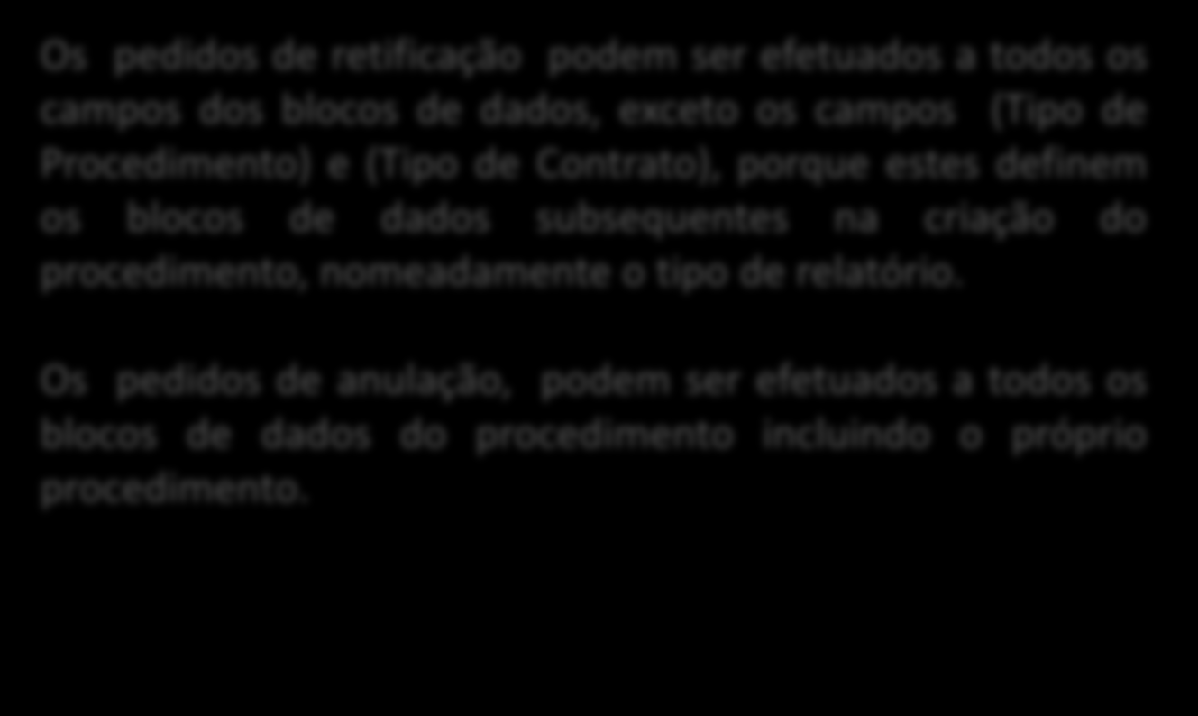 24 Pedidos de Alteração Selecionar a opção Listagem Os pedidos de retificação podem ser efetuados a todos os