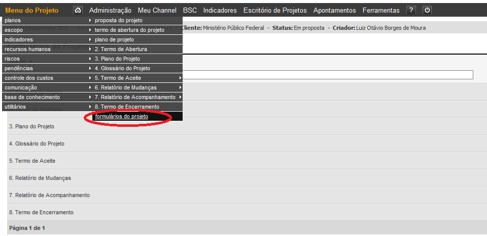 Criação do projeto - Proposta Menu do