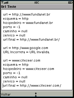 64 Nesse exemplo é verificada a sintaxe das URLs passadas para a aplicação se a URL estiver sintaticamente correta, o exemplo analisa a URL e mostra suas partes constituintes.