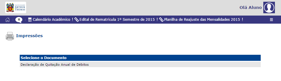 Imprimir declaração de imposto de renda No menu, clique na opção