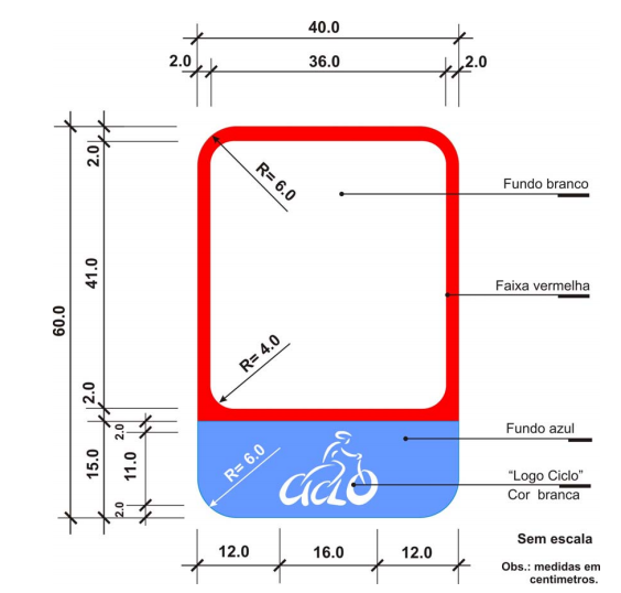 Padrão de placa de regulamentação para ciclovia: Padrão de