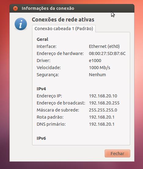 Verificar o endereço IP atribuído à máquina Abrir o navegador.