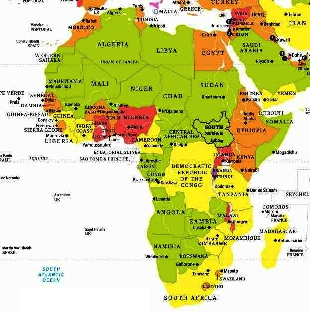 Divisão Atual. Após a independência, os países africanos herdaram as fronteiras artificiais impostas pelas potências europeias.