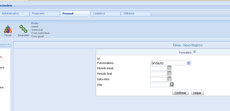 Pessoal/Funcionários/Férias Para