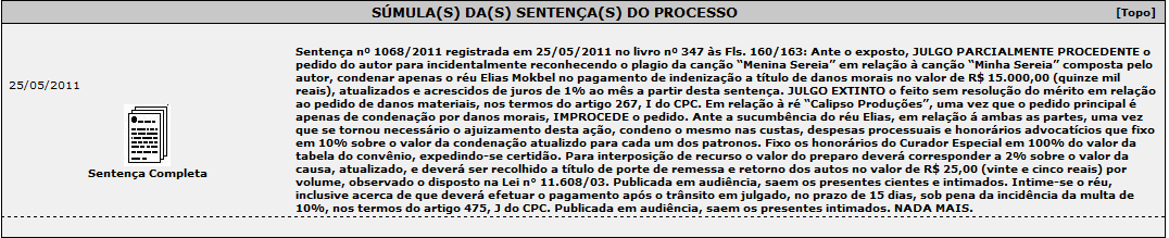 06 Publicação da íntegra da sentença.