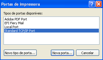ADENDO AO GUIA IMPRESSÃO 36 PARA CONFIGURAR A PORTA TCP/IP PADRÃO (RAW OU LPR) PARA O WINDOWS NOTA: O procedimento a seguir exibe ilustrações do Windows XP.
