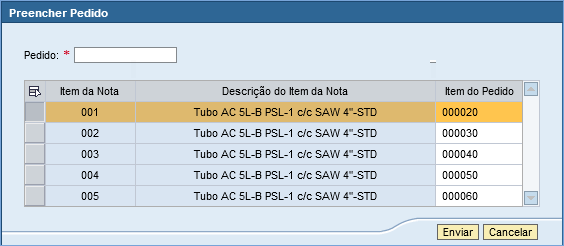 Atualizar as informações de pedido e