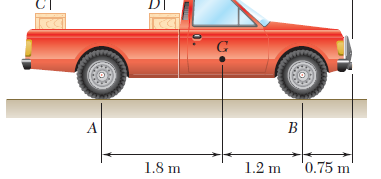 Exemplo 4: Dois caixotes, cada um com uma massa de 350 Kg, estão colocados sobre a caixa de uma carrinha pick-up que