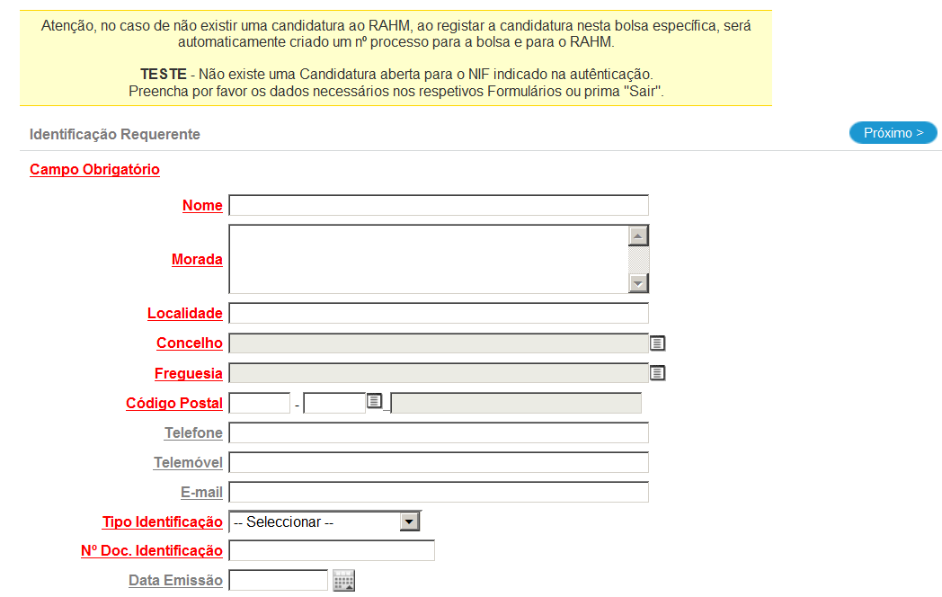 4º Passo Registo dados do requerente e do agregado Proceder ao registo da informação respeitante ao candidato e ao seu agregado familiar.