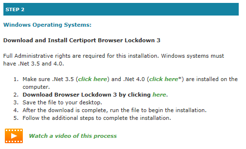 Na opção STEP 2, faça o download do Browser Lockdown 3 (Clique aqui para