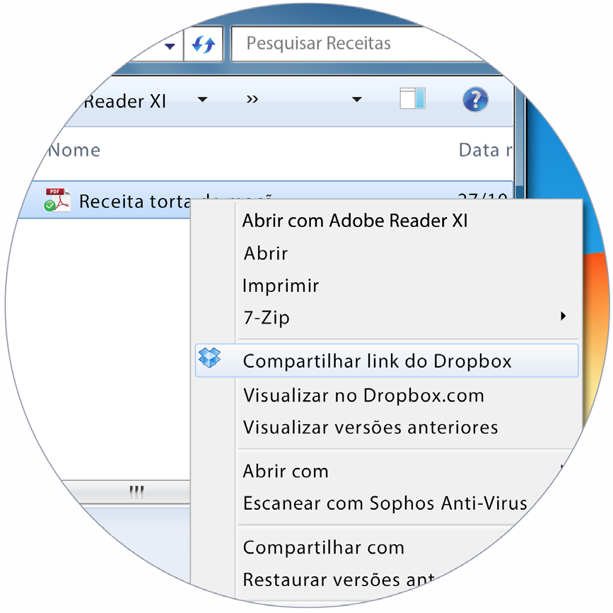 No Windows ou Mac 1. Instale o aplicativo do Dropbox para desktop caso ainda não o tenha feito. 2. Abra sua pasta do Dropbox e encontre o arquivo ou pasta que gostaria de compartilhar. 3.