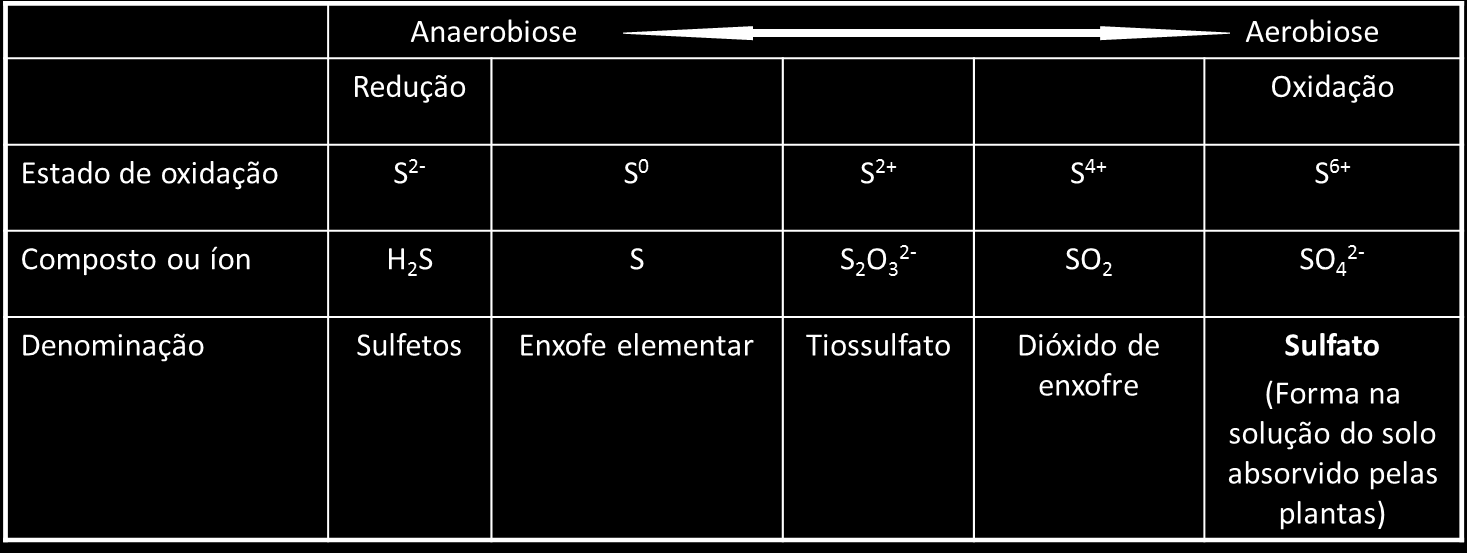 ESTADOS DE OXIDAÇÃO DO ENXOFRE