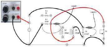 Figura 3: Circuito RLC série experimental. 3. Monte o circuito da figura 3 de acordo com layout da figura 4.