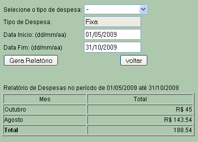 Relatório Vendas mês a mês Relatório despesas mês a mês Figura 60.