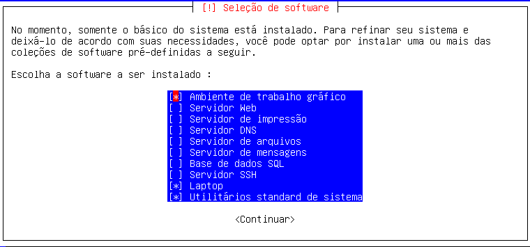 Passo 40: esta tela mostra o restante da instalação básica do Linux. Figura 1.