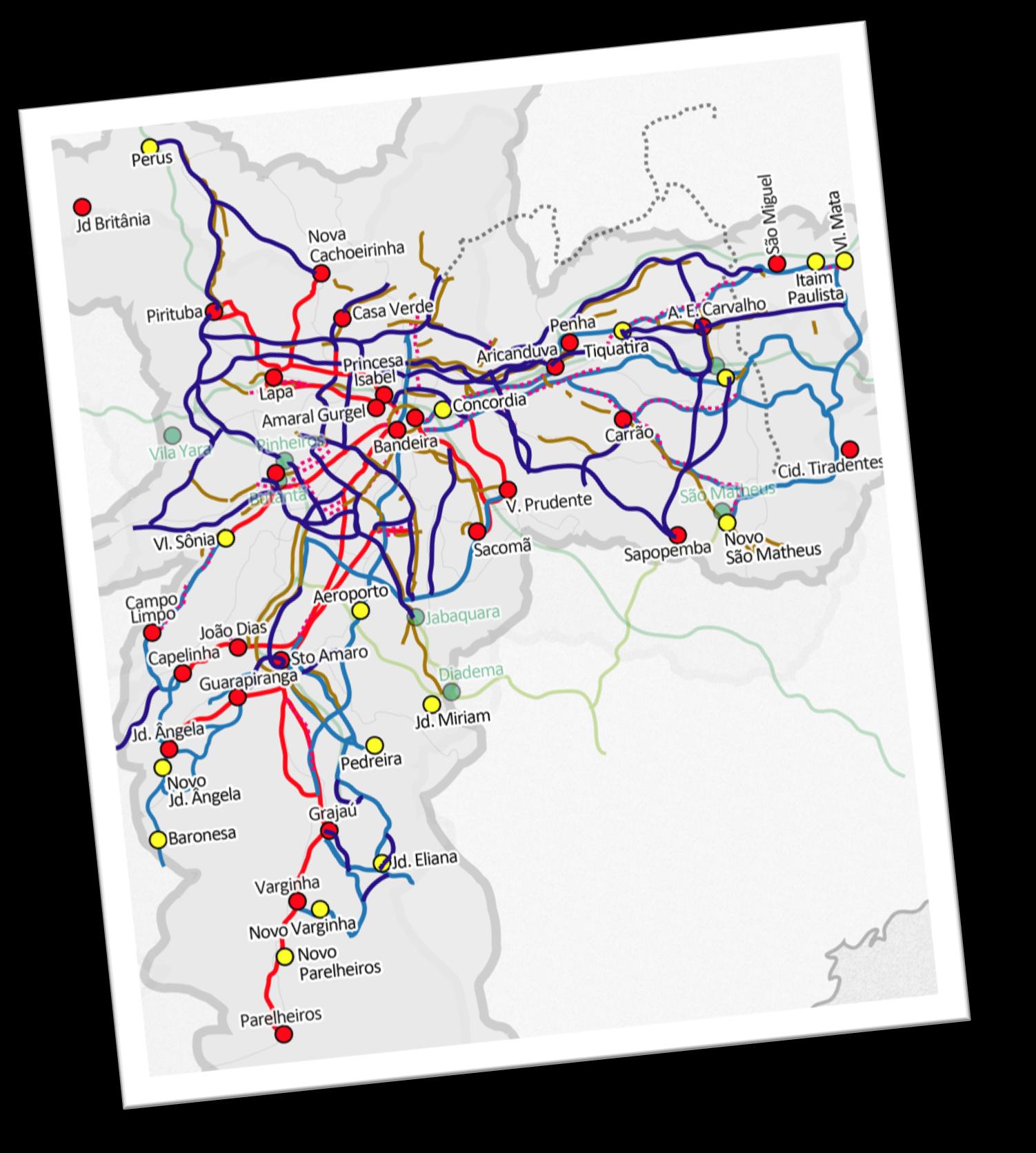 INVESTIMENTO EM INFRAESTRUTURA Corredor de Ônibus Municipal Existente Terminal Municipal Existente Faixa Exclusiva à Direita Existente Trem Metropolitano Existente Corredor de Ônibus Metropolitano