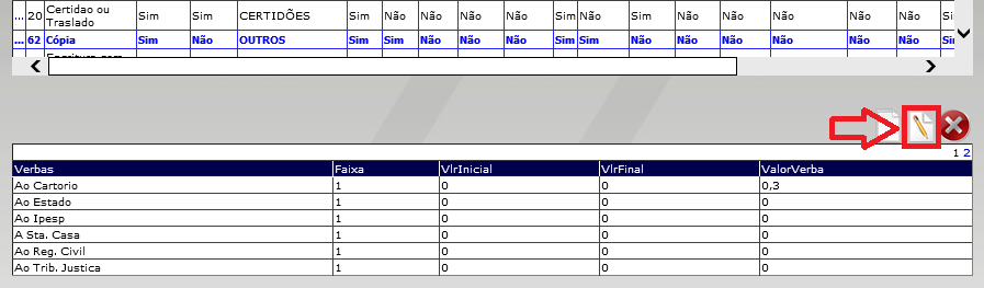 Para realizar o ajuste de acordo com os valores praticados em sua serventia, para uma Natureza em especifico com um valor diferenciado ou isenção do ISS, siga o exemplo abaixo: Navegue pelos