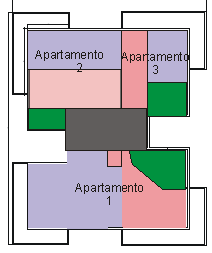 ZONEAMENTO PLANTA BAIXA Edifício Olfato Residencial OS SENTIDOS Apartamento 1/ 3 dormitórios Zona Íntima: 88m² Zona Social: 53m² Zona de Serviço: 25m² Total: 165,33 m² Apartamento 2/ 2 dormitórios