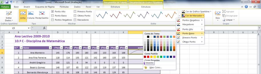 Seleccione os dados que pretende representar no gráfico, escrevendo o intervalo de dados ou seleccionando os mesmos com o rato.