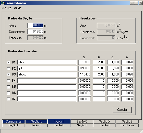 Programa Transmitância 2) Composição/Seções