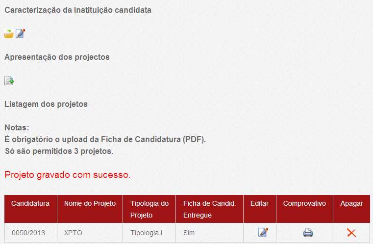 Clique para imprimir o comprovativo Em todas as comunicações com o INR, IP, relativas ao Programa de Financiamento, deve