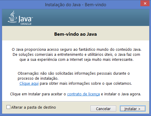 Clique no Botão Para Iniciar a instalação do Java O Windows vai solicitar confirmação da