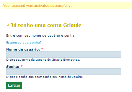 5 9 Abra sua conta de email (mesmo e-mail utilizado no cadastro Griaule).