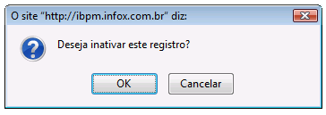 Meio de Contato, Endereços e Entidades. Pesquisa. Para inativar um registro, selecione o ícone correspondente na aba de Selecionado o ícone Inativar registro, uma mensagem solicitará a confirmação.