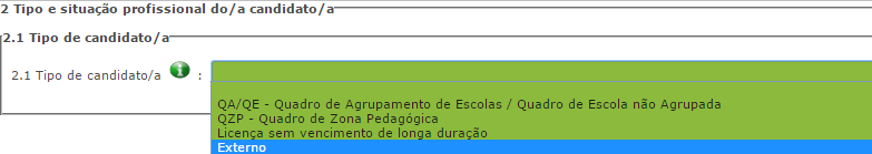 3.1.1 Identificação do candidato Esta página apresenta os dados relativos à identificação do candidato, inseridas na altura do preenchimento da respetiva Inscrição Obrigatória/Registo.